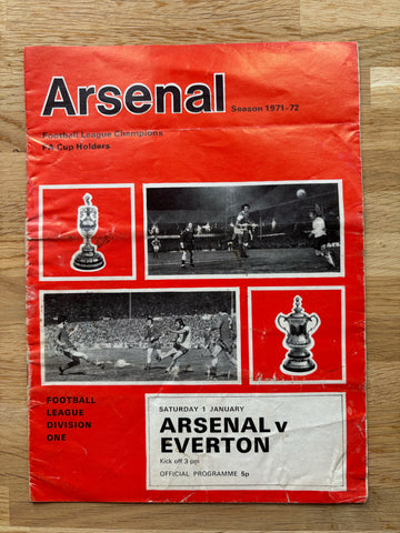 Arsenal v Everton Match Day Programme 1972