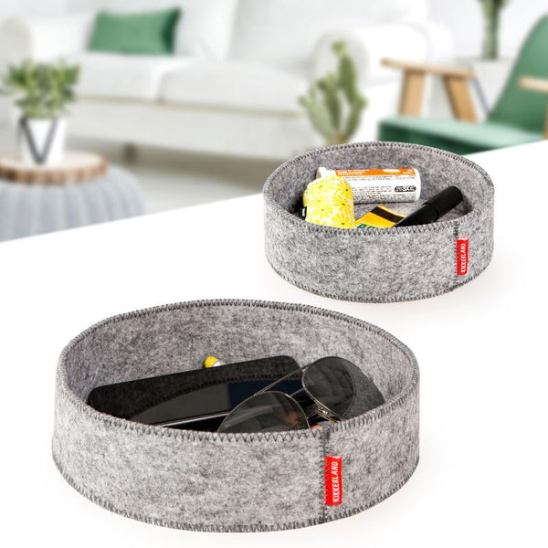 Set of two felt catch all trays in grey